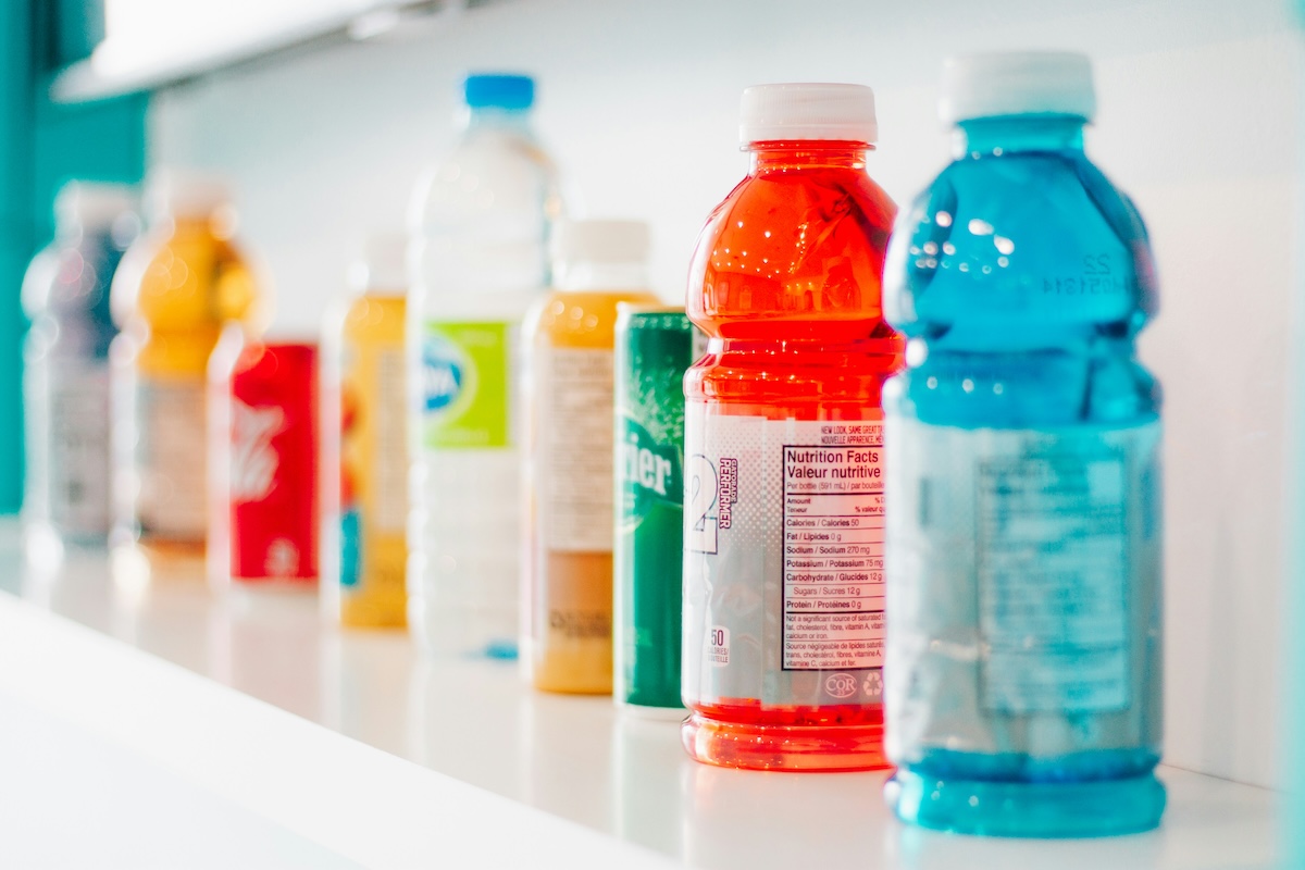 electrolyte bottles placed in a shelf