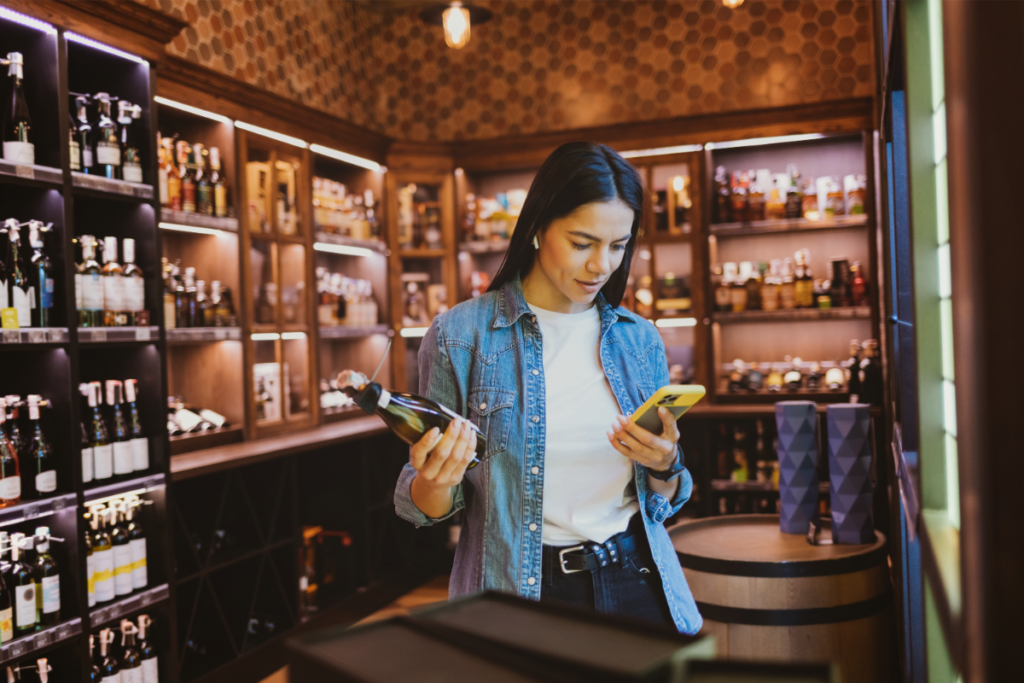 a lady buying alcohol