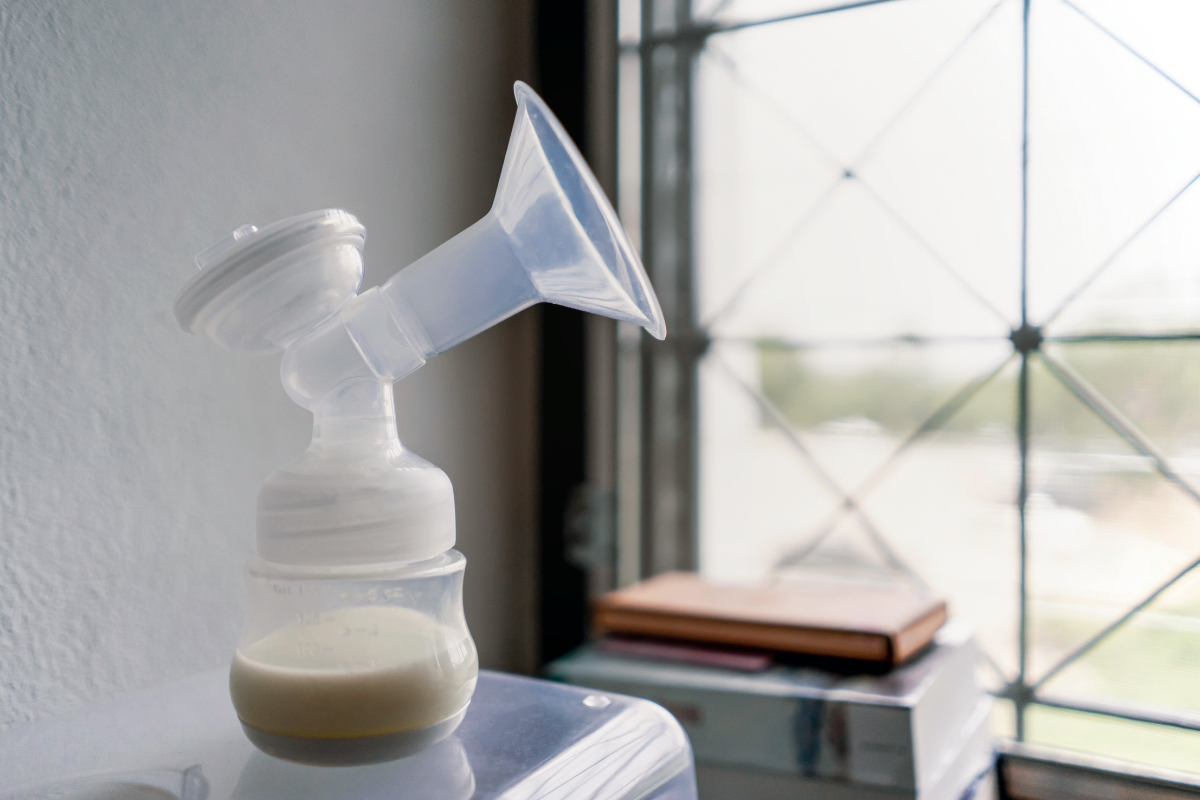 Breast pump near a window