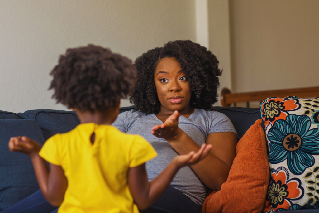 A parent explaining to a child.