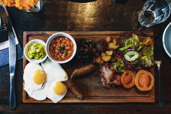 A platter of animal and plant proteins