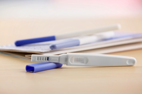 Pregnancy tests on a table