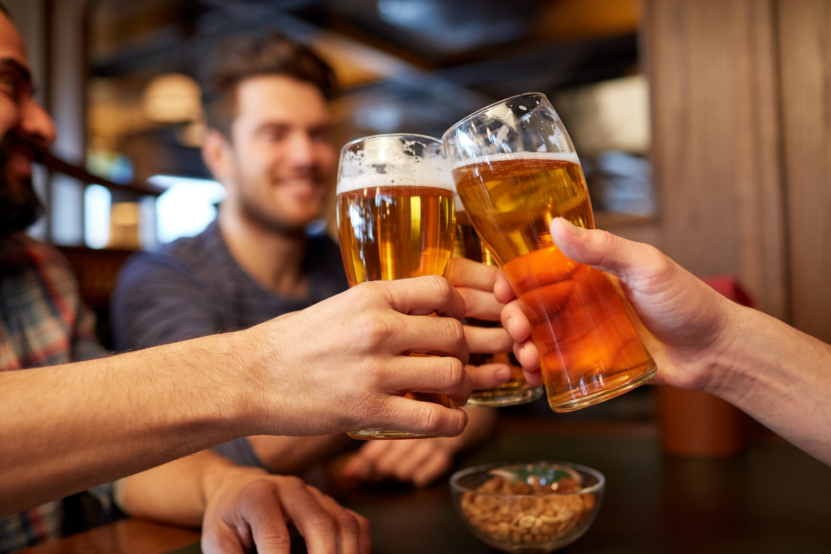 Men drinking beer.