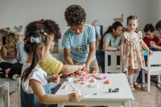 A group of children playing.