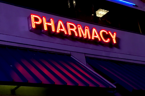 A Pharmacy sign.