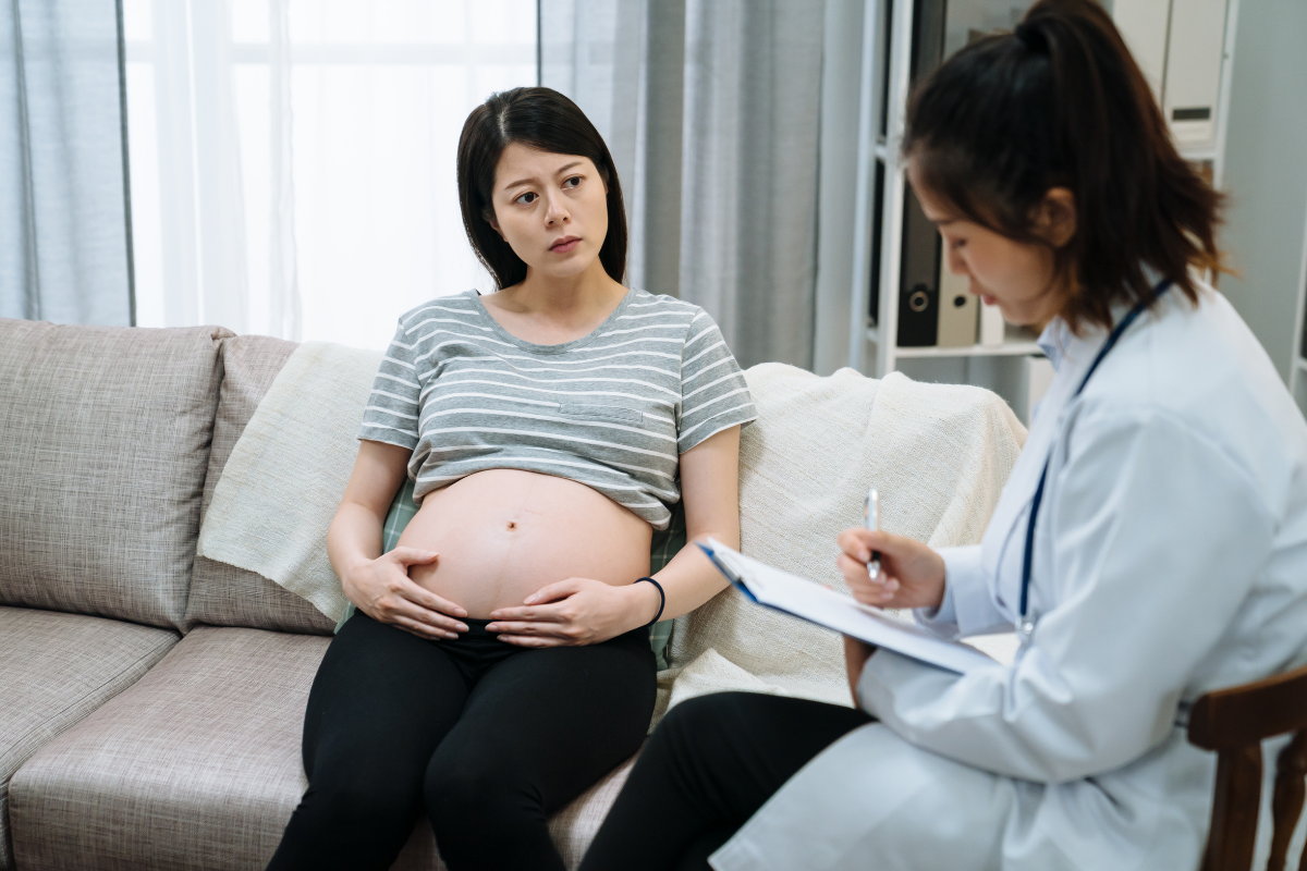 A pregnant person getting a checkup.