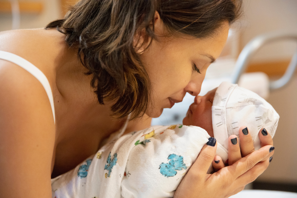 Newborn baby at hospital with mother