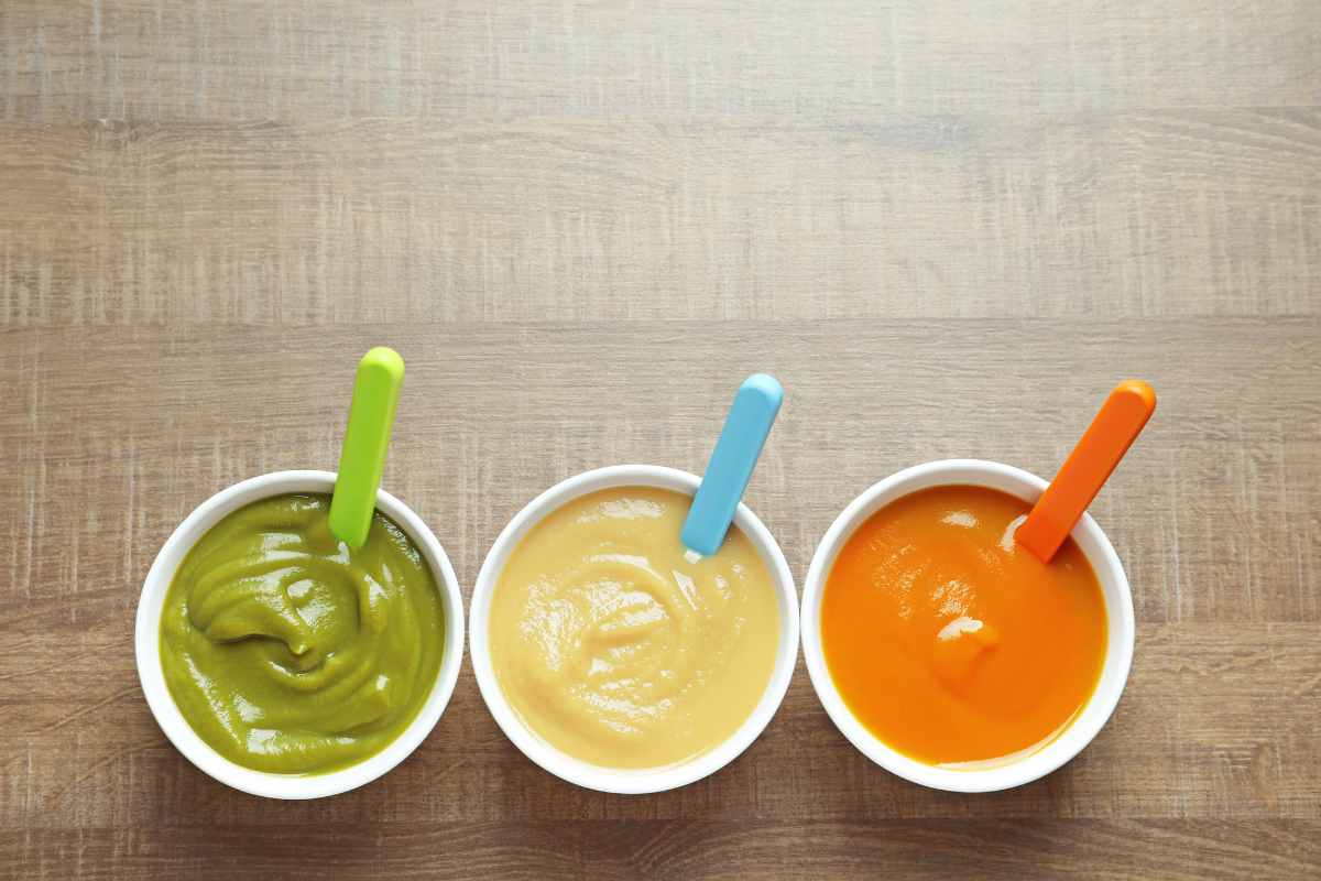 Baby food with spoons